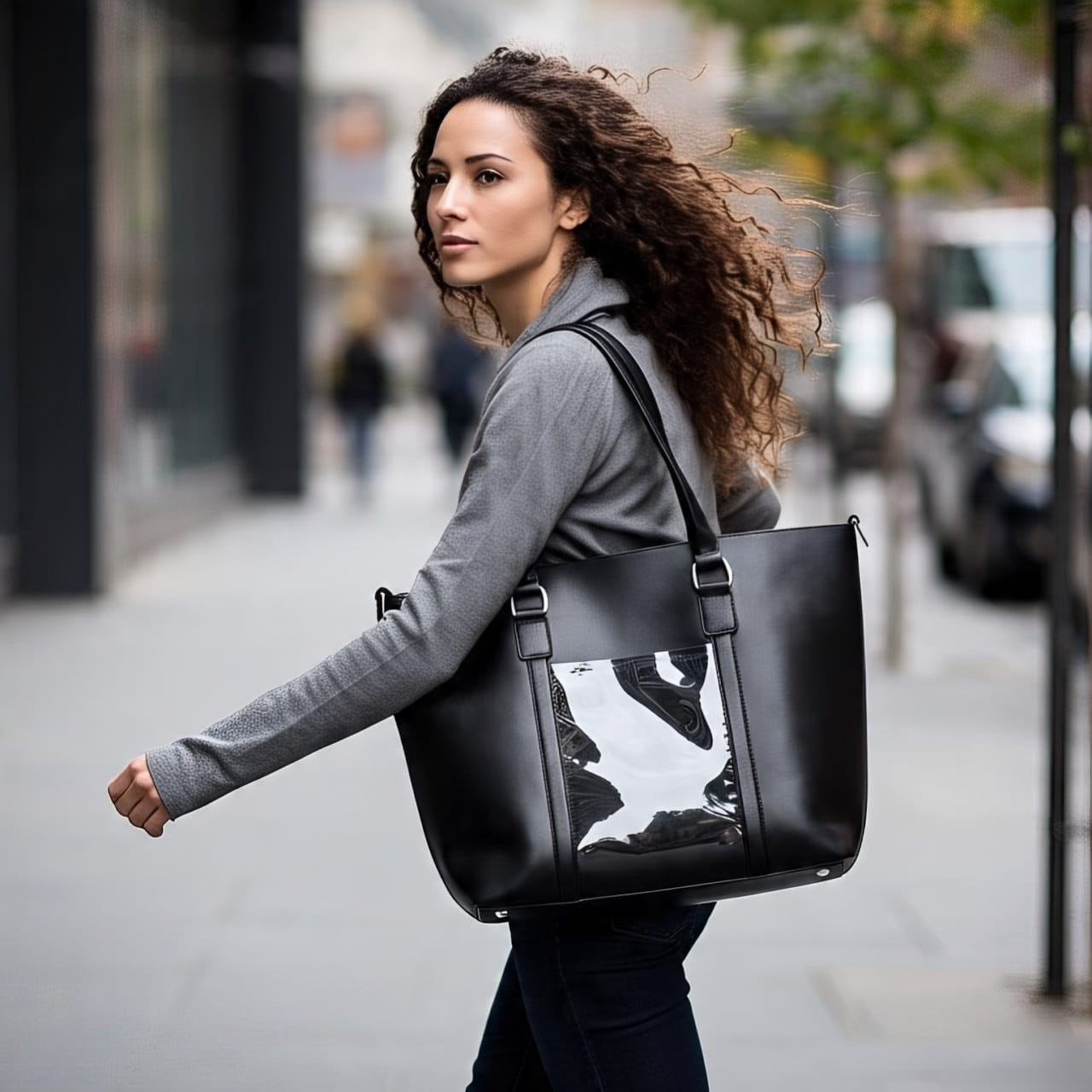 Hand bag /black leather bag for women 4.11